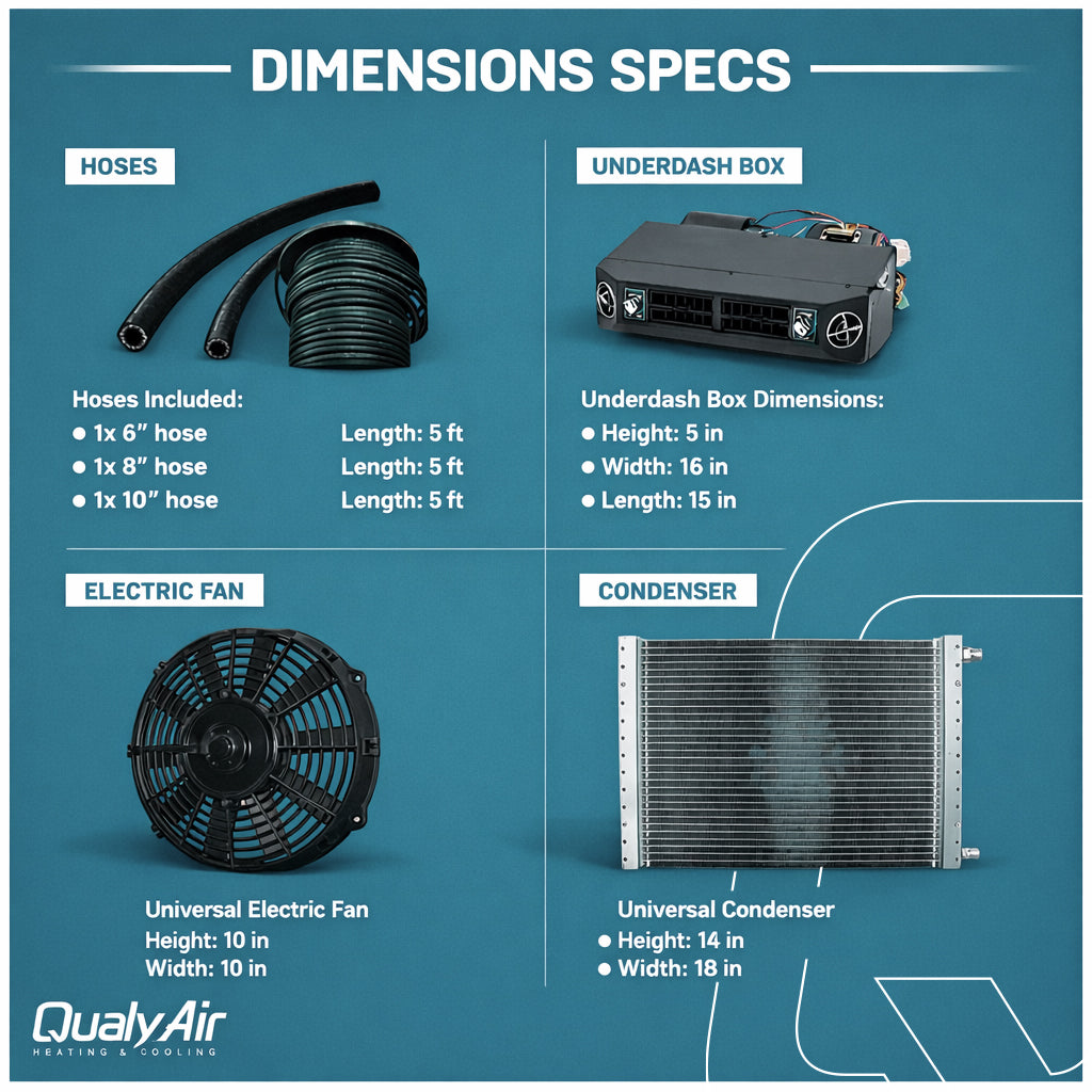 Universal A/C Kit Underdash Electric Compressor Air Conditioner 12V