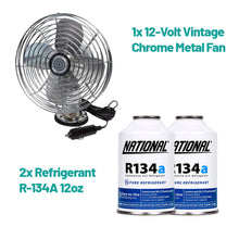 Cargar imagen en el visor de la galería, 1x 12V Vintage Metal Fan + 2x Refrigerant R-134A 12oz