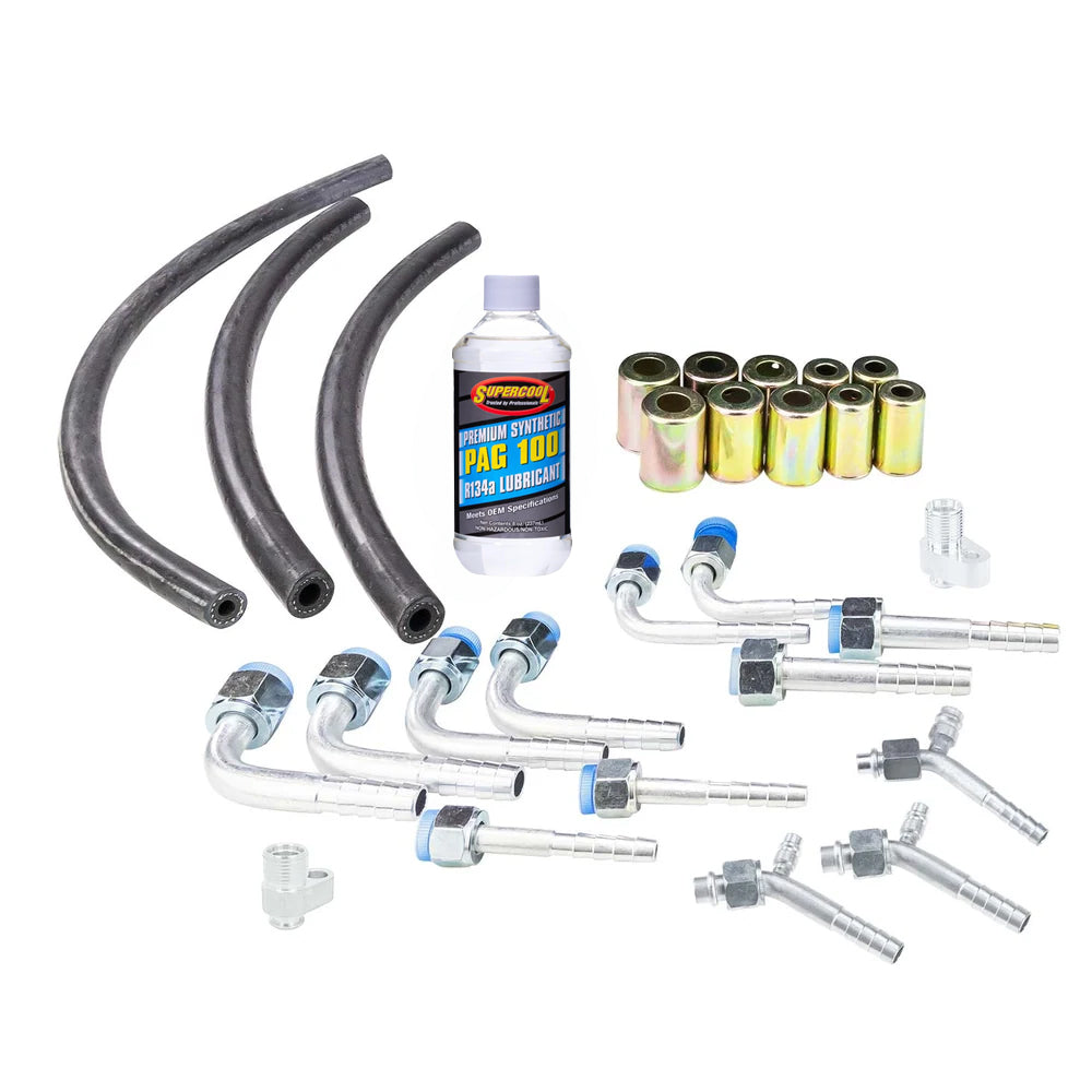 A/C Accessories Kit for Mechanic Compressor with hoses, orings, fitting and oil PAG100