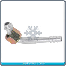 Cargar imagen en el visor de la galería, AC A/C FITTING,BARBED PUSH ON, FEMALE O RING, 90 DEGREE  # 6 NUT, #6 HOSE 11321 - Qualy Air