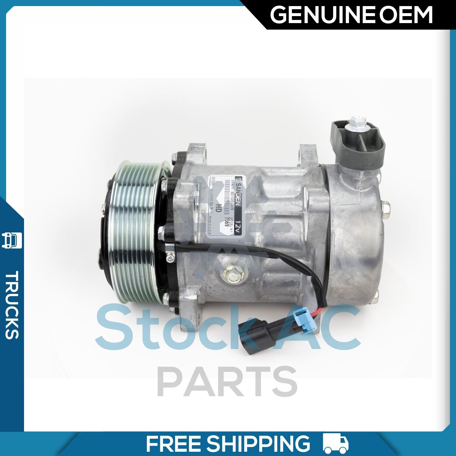 A/C Compressor OEM Sanden SD7H15 for Kenworth / Peterbilt QR - Qualy Air